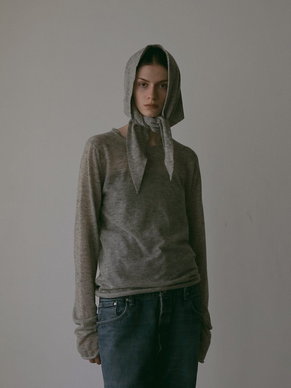 カシミヤブレンドハイゲージプルオーバー(12ライトグレー-フリー)