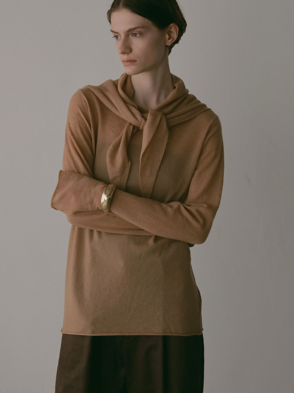 カシミヤブレンドハイゲージプルオーバー(83キャメル-フリー)