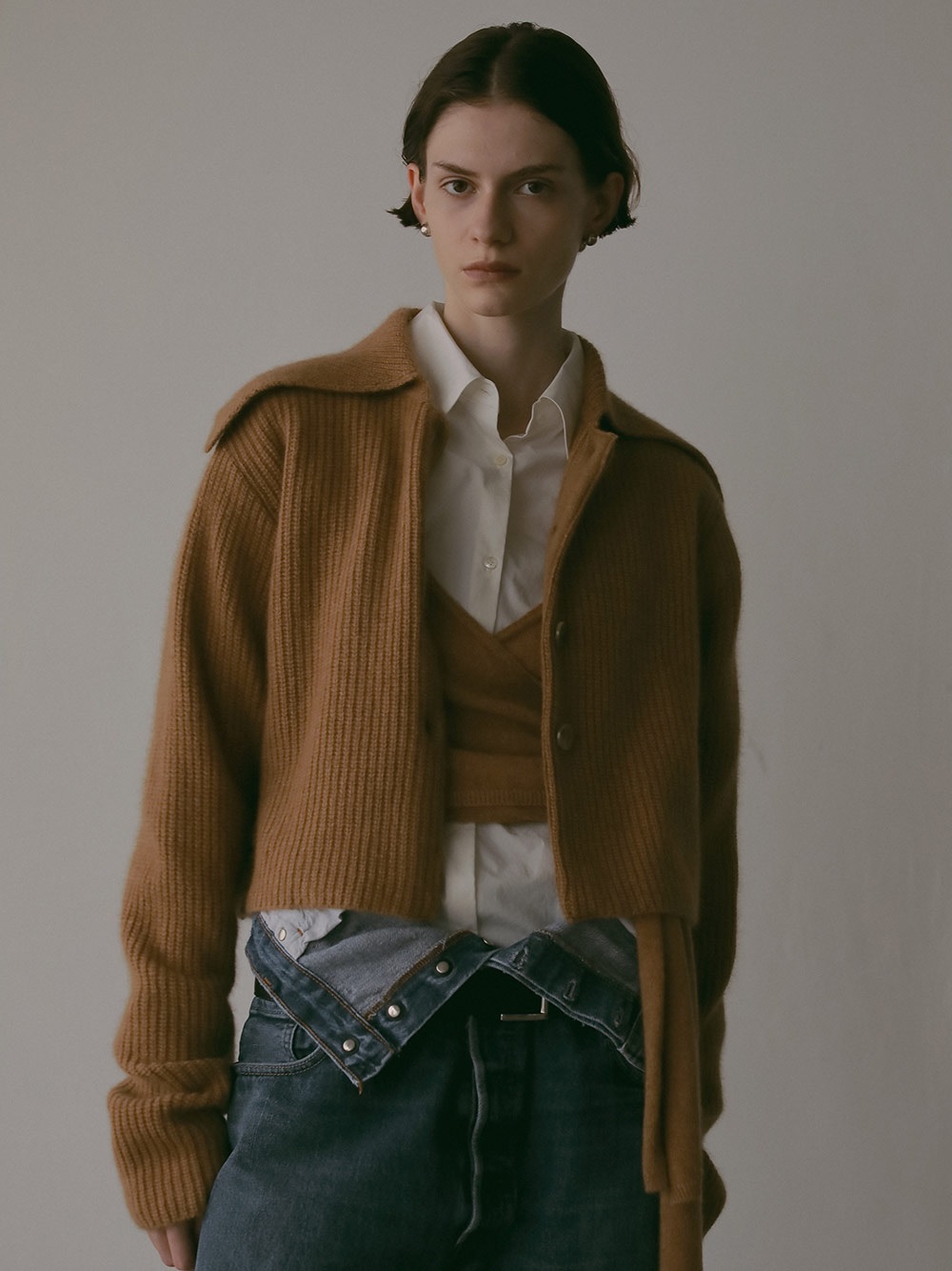 カラーニットカーディガン