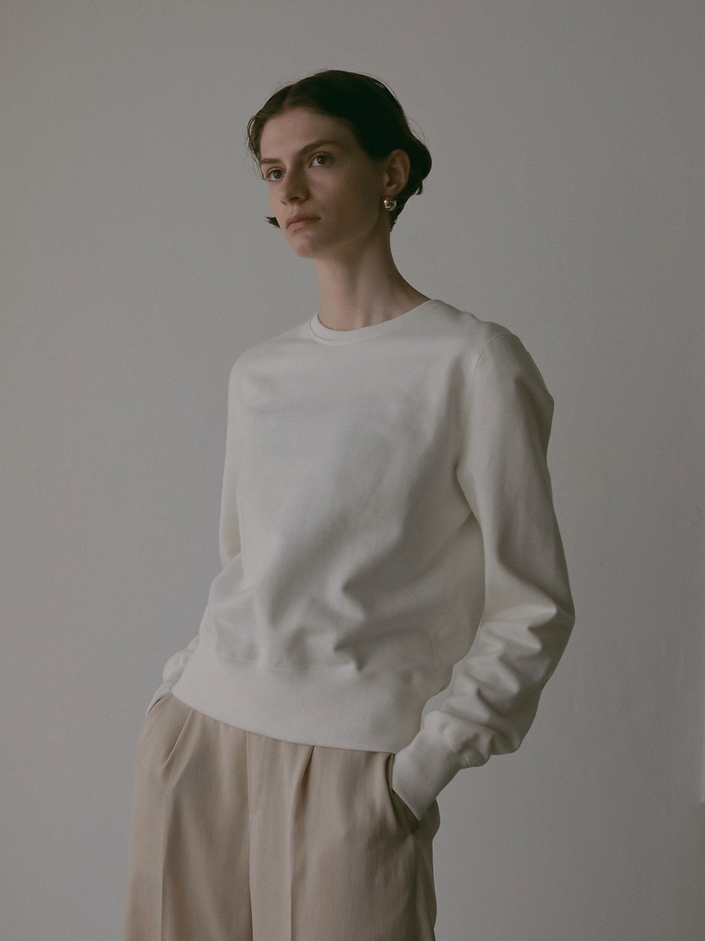 コンパクトスウェットプルオーバー(01オフホワイト-フリー)