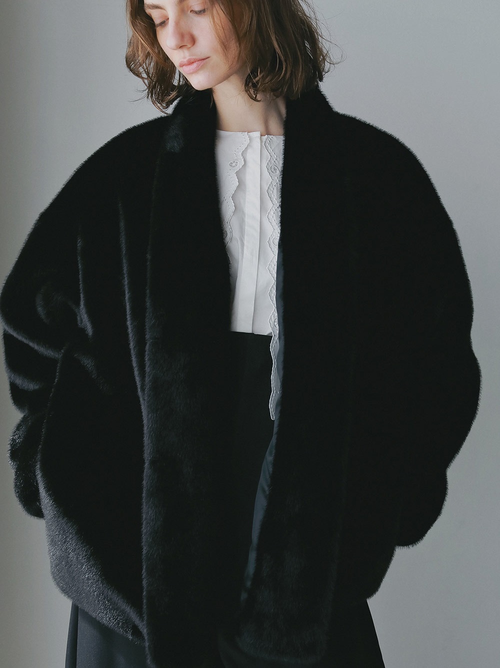 ファーライクショールジャケット(00ブラック-フリー)