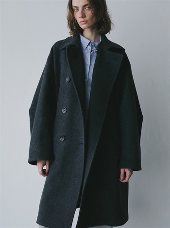 ウールダブルオーバーコート(10チャコールグレー-フリー)