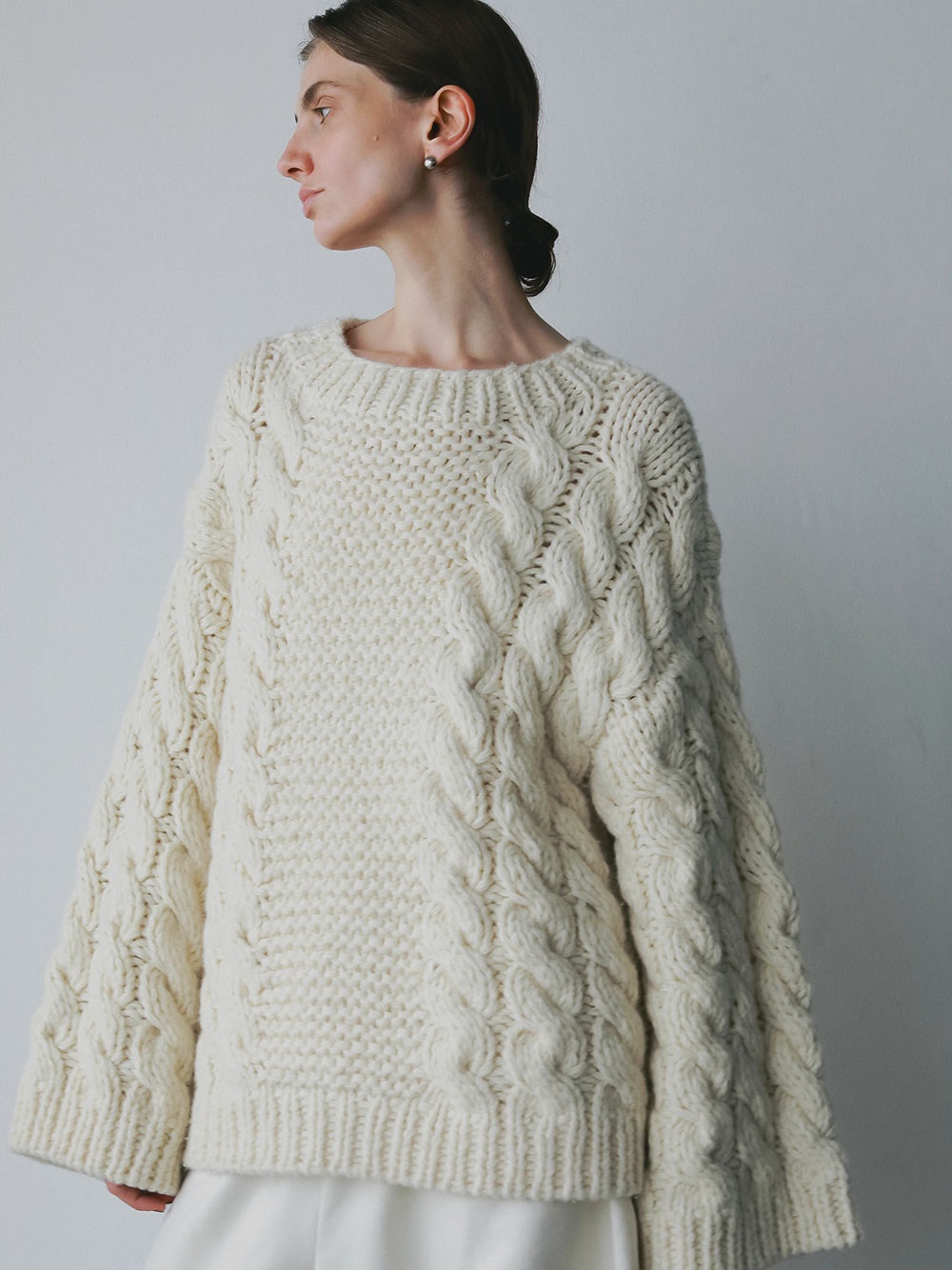 ハンドケーブルニットプルオーバー(01オフホワイト-フリー)