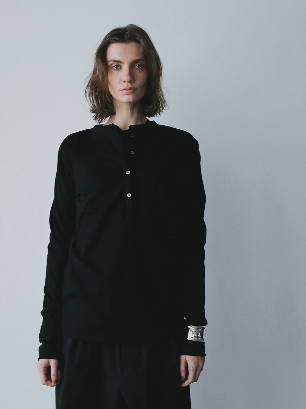 コットンヘンリーネックプルオーバー(00ブラック-フリー)