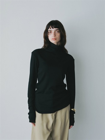 コットンモダールハイネックP/O(00ブラック-フリー)