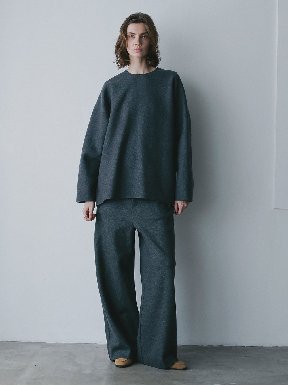 ウールジャージーワイドパンツ(11グレー-２)