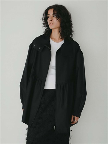 ペプラムギャザーハーフコート(00ブラック-フリー)