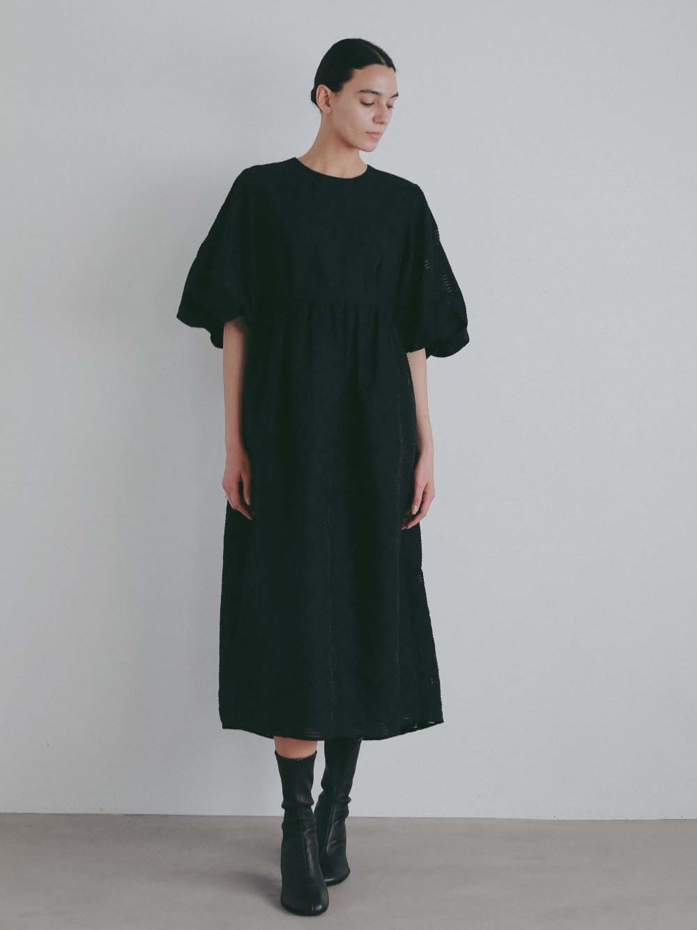 シアージャカードボリュームスリーブワンピース(00ブラック-１)