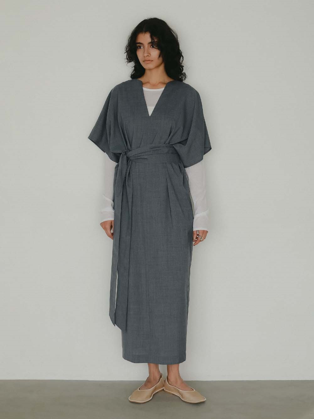 ウエストタックドレス(10チャコールグレー-１)