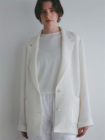 リネンワッフルシングルジャケット(01オフホワイト-フリー)