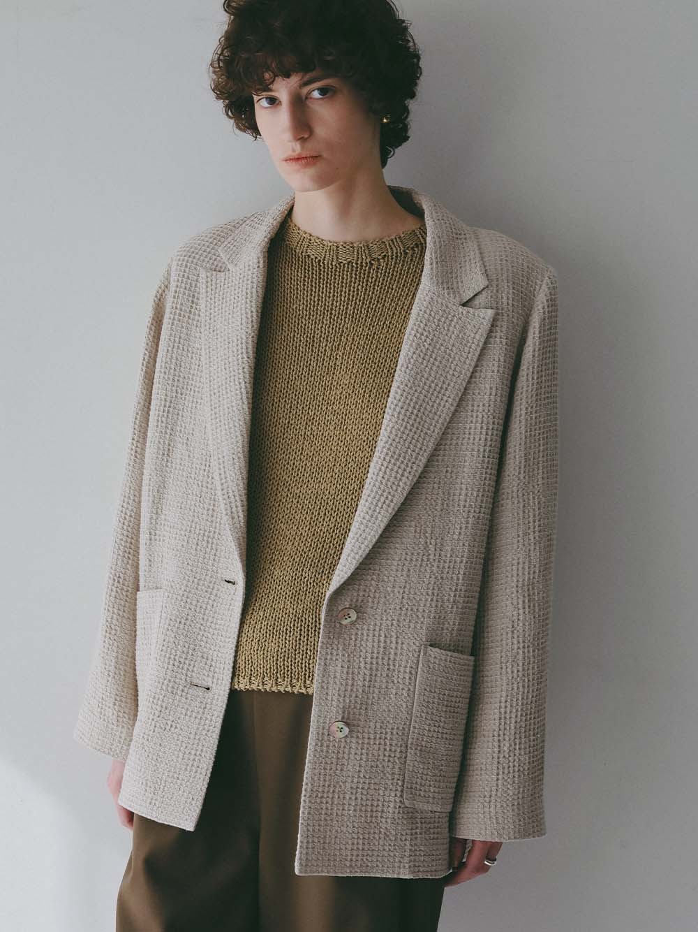 リネンワッフルシングルジャケット