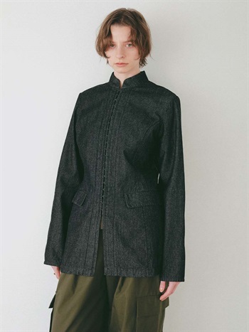 スタンドカラーデニムジャケット(00ブラック-２)