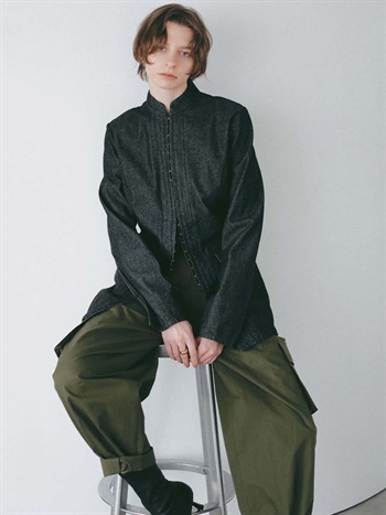 スタンドカラーデニムジャケット