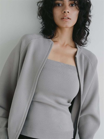 ニットジップアップブルゾン(82ベージュ-フリー)