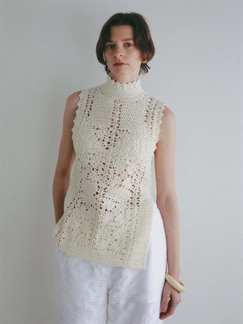 クロシェノースリーブニット(01オフホワイト-フリー)