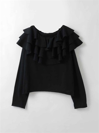 フレアカラーニットプルオーバー(00ブラック-フリー)