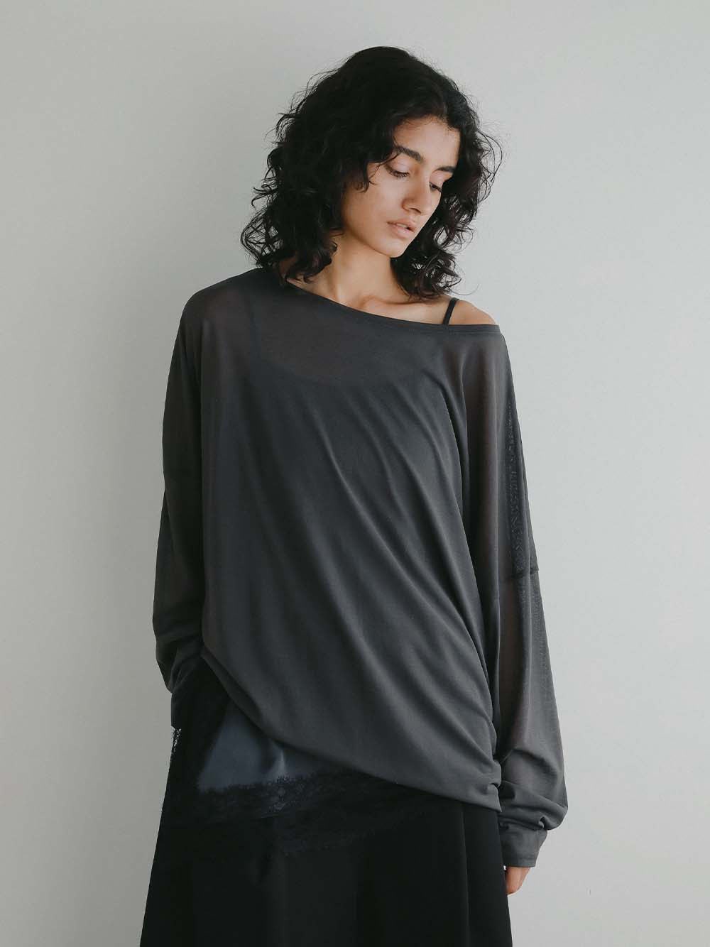 シアービッグシルエットプルオーバー(10チャコールグレー-フリー)