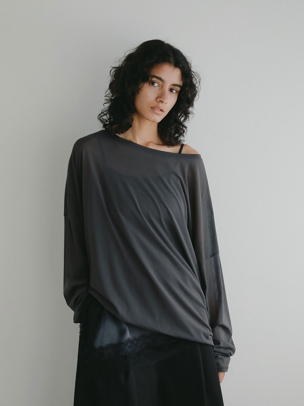 <1月下旬お届け>トリアセレースキャミソール [Preorder](10チャコールグレー-フリー)