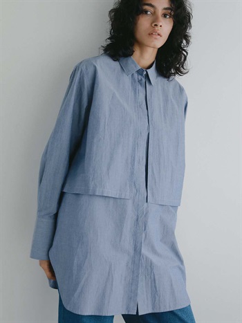 レイヤードデザインシャツ(71ブルー-フリー)
