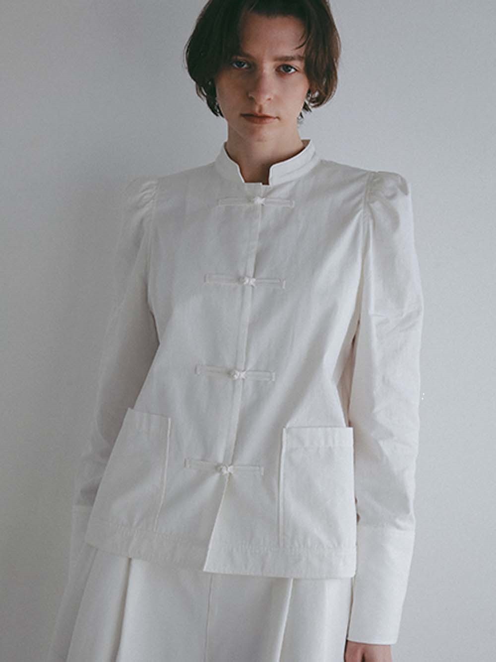 コットンリネンチャイナブラウス(02ホワイト-フリー)