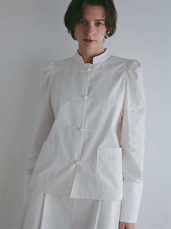 コットンリネンチャイナブラウス(02ホワイト-フリー)