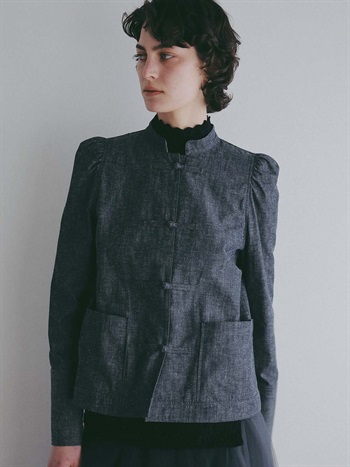 コットンリネンチャイナブラウス(70ネイビー-フリー)