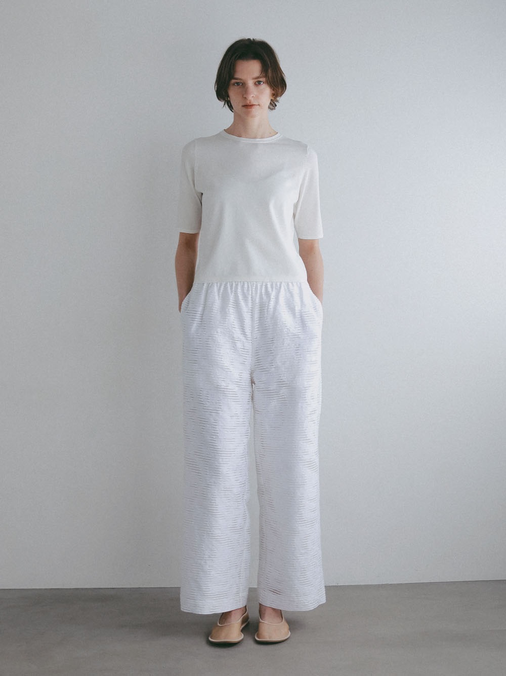 シアージャカードワイドパンツ(01オフホワイト-１)