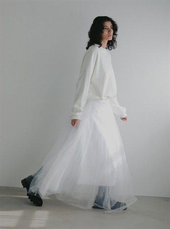 Aラインチュールスカート(02ホワイト-２)