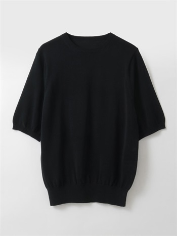 ＜4月2日（木）販売開始＞コットンナイロンハーフスリーブニット(00ブラック-フリー)