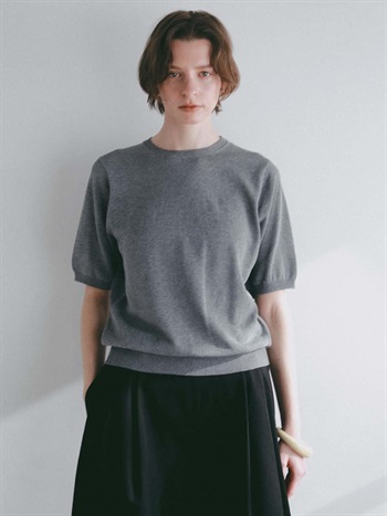 ＜4月2日（木）販売開始＞コットンナイロンハーフスリーブニット(10チャコールグレー-フリー)