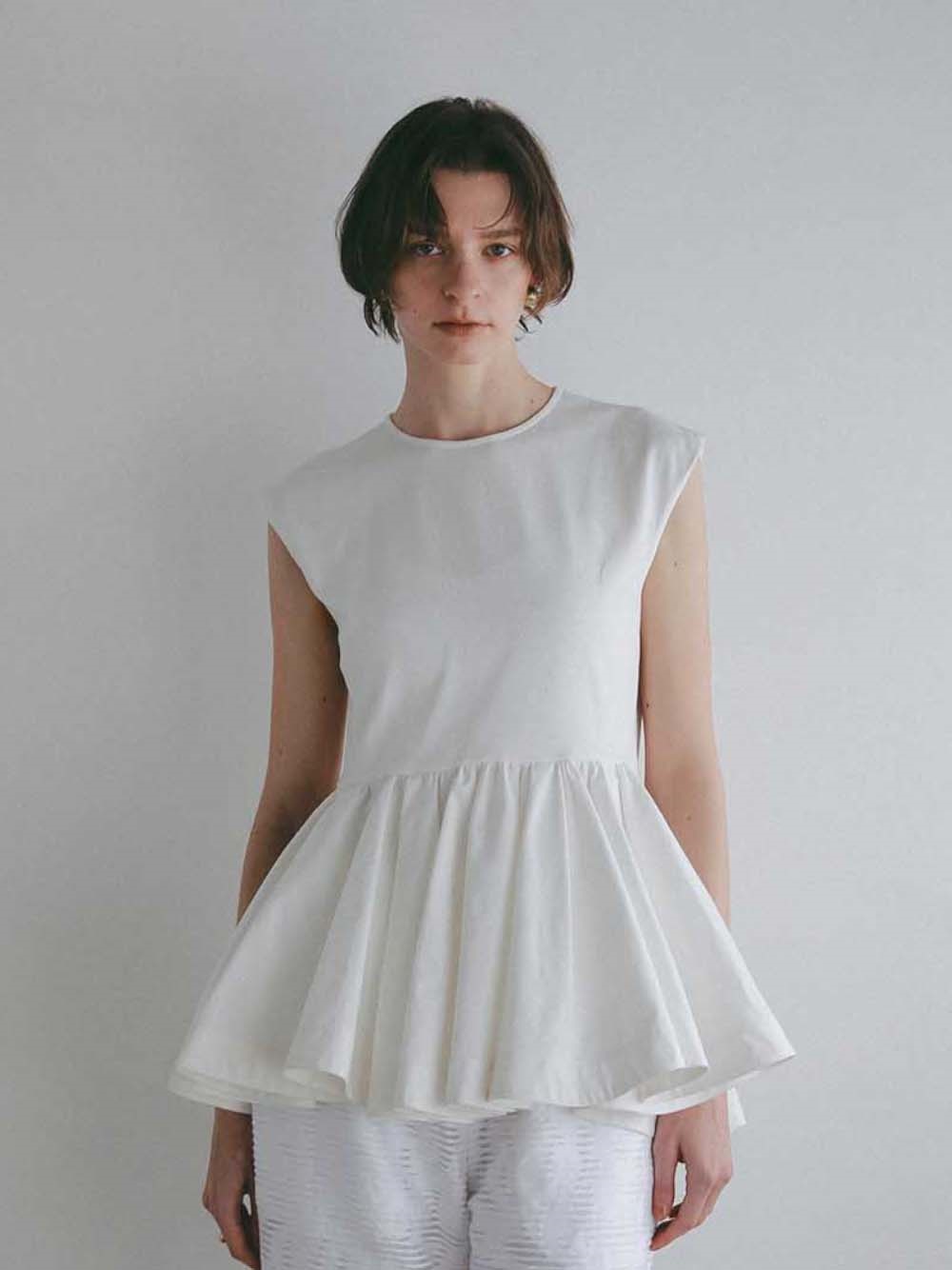 ＜coming soon＞ボリュームペプラムカットソー(01オフホワイト-フリー)