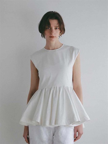 ＜coming soon＞ボリュームペプラムカットソー(01オフホワイト-フリー)