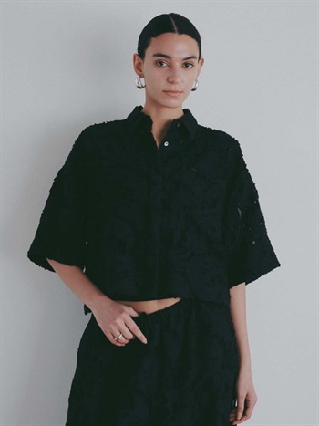 ＜coming soon＞カットジャカードショートシャツ(00ブラック-フリー)