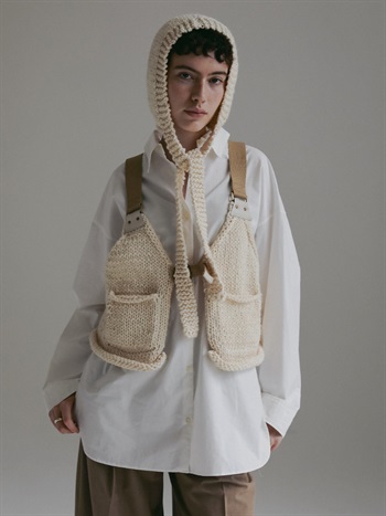 Uca hand-knit hunting vest(02ホワイト-フリー)