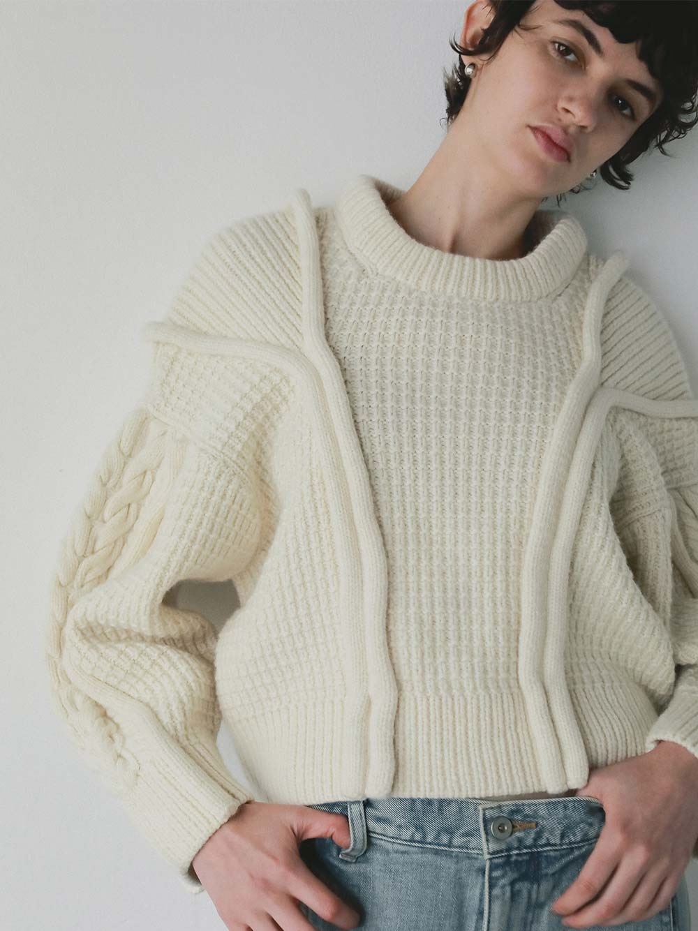 Uca hand-knit slit gusset(02ホワイト-フリー)