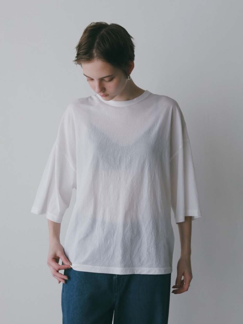 ATON SHRINK FRESCA JERSEY WIDE SLEEVE T-SHIRT(02ホワイト-２)