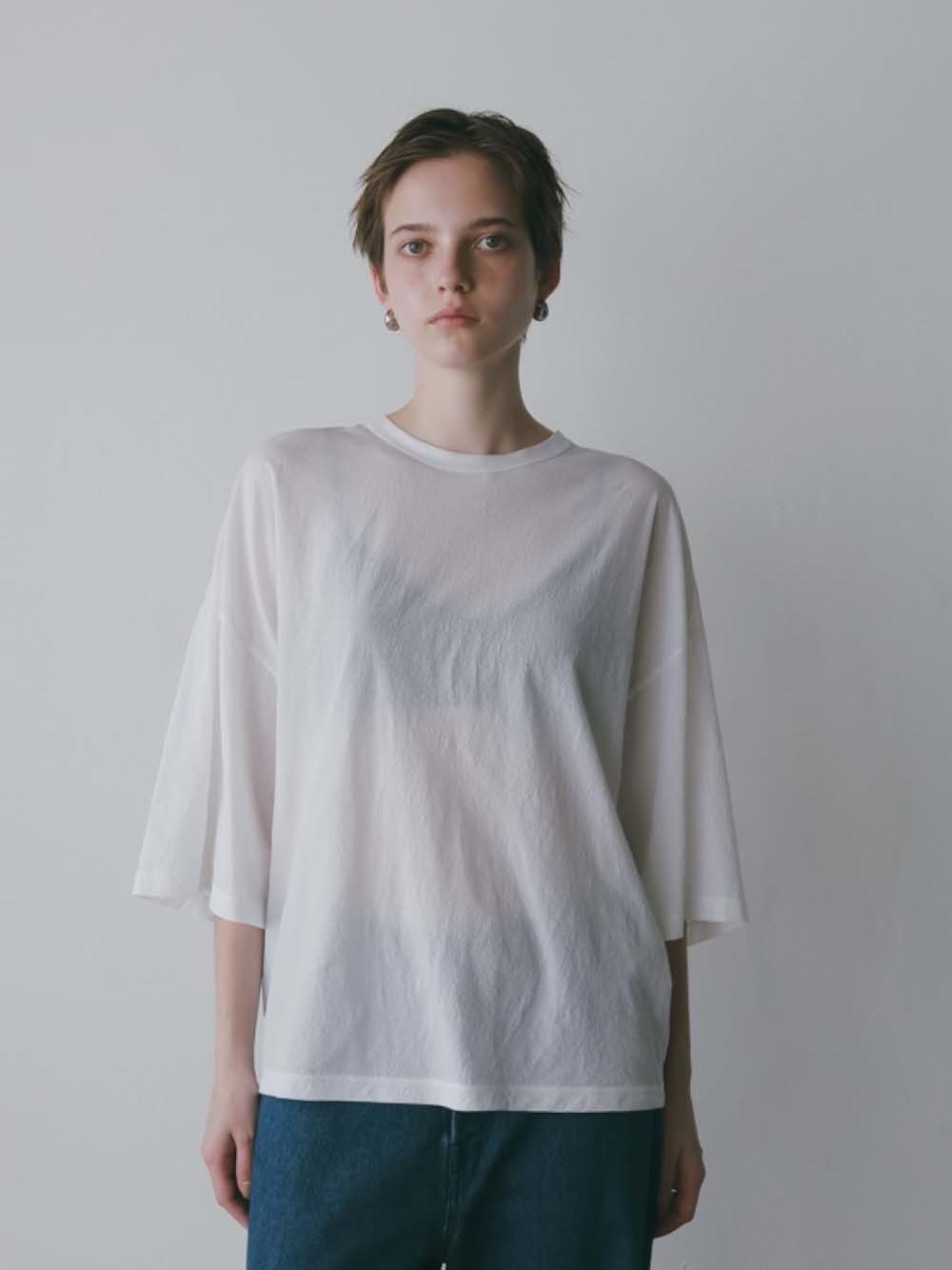 ATON SHRINK FRESCA JERSEY WIDE SLEEVE T-SHIRT